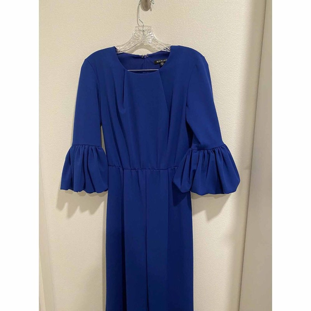 Marina Women's Bright Blue Jumpsuit Bell Sleeve Size 2 - Picture 3 of 6